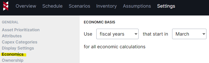 Economic basis setup
