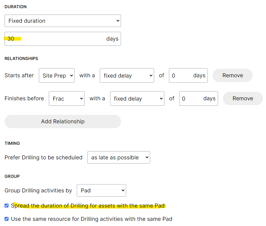 Spreading a group duration